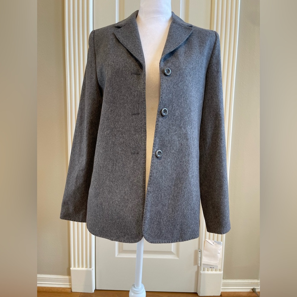 NWT Lord & Taylor Gray Wool & Cashmere Blend Blazer Sz 4